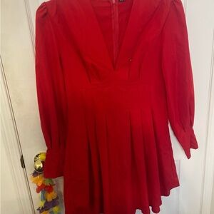 Elegant Red Long-Sleeve Dress